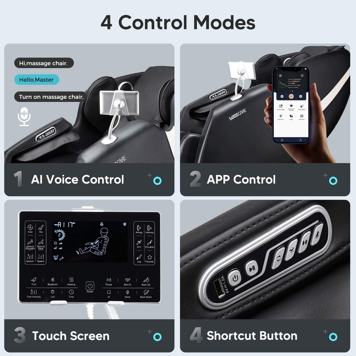 Bosscare Full Body Zero Gravity Shiatsu Recliner Massage Chair With AI Voice & App Control (SAK52960)