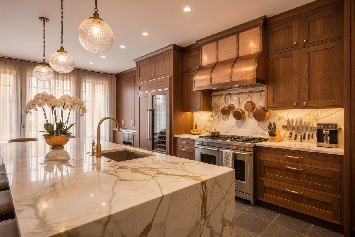 Luxe Kitchen - Clear Skies & Warm Lighting